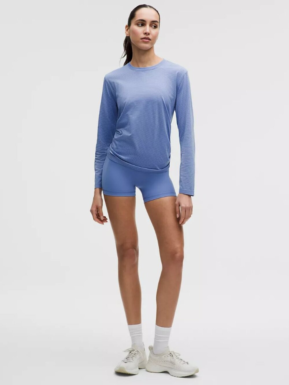 Lululemon NWT Swiftly Relaxed Long Sleeve SZ: 10 Color: Tempo Stripe Blu/Polo - Picture 3 of 9